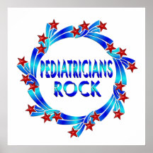 Pediatricians Rock Red Stars Print