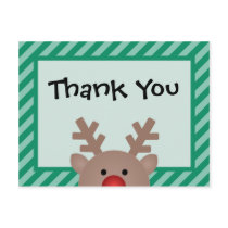 Peek A Boo Reindeer Holiday Thank You Postcard