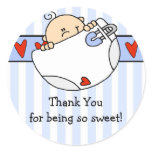 Peeking Baby Boy Baby Shower Sticker