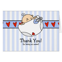 Peeking Baby Boy & Diaper Thank You Note Card