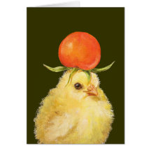 peep with cherry tomato hat card