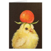 Peep with cherry tomato hat card