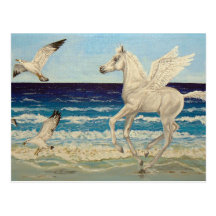 Pegasus Horse & Sea Gulls Fantasy postcard