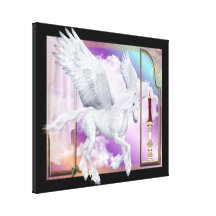 Pegasus Unicorn Window Scene Wrapped Canvas Canvas Print