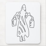 Peileppe Tribal Art Woman w Bucket Silhouette Maid Mouse Pads