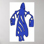 Peileppe Tribal Art Woman w Bucket Silhouette Maid Posters