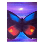 Peinture bleue de coucher du soleil de papillon -  carte postale