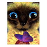 Peinture de chat siamois avec le papillon - multi cartes postales