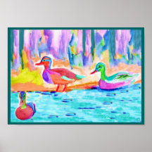 Peinture de l'eau de canards poster