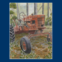 peinture de tracteur de ferme cartes postales