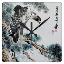 Peinture d'Eagle de Chinois horloges murales