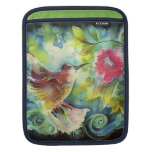 peinture en soie d'art de colibri coloré housses iPad