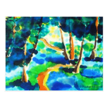 Peinture en soie en bois de chemin d'enroulement d carte postale