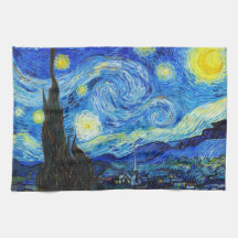 Peinture fraîche de Vincent van Gogh de nuit étoil Linges De Cuisine