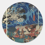 Peinture japonaise antique des samouraïs et des Mo Autocollants