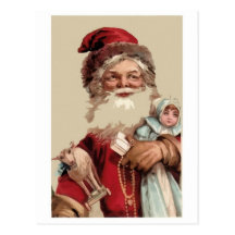 Peinture le Père noël vintage et jouets Carte Postale