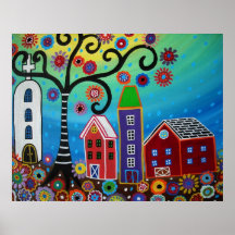PEINTURE MEXICAINE DE VILLE AFFICHE