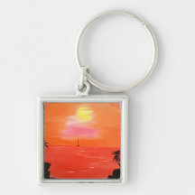 Peinture orange de ciel de coucher du soleil porte-clefs