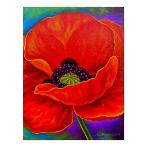 Peinture rouge de fleur de pavot - multi cartes postales
