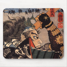 Peinture samouraï japonaise de 100 généraux courag tapis de souris