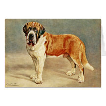 Peinture vintage de chien de St Bernard Cartes