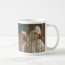 Pekin ducks in cage picture coffee mug