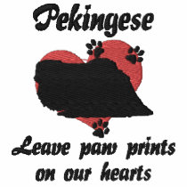Pekingese Leave Paw Prints Embroidered Polo Shirt