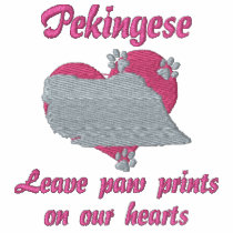Pekingese Leave Paw Prints Embroidered Shirt