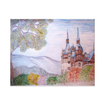 Peleş Castle (Romanian: Castelul Peleş [kasˈtelul Stretched Canvas Print