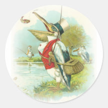 Pelican Fishing Round Stickers