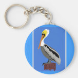 Pelican on a Piling Keychains