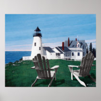Pemaquid Light and two Chairs Giclee Print/Poster