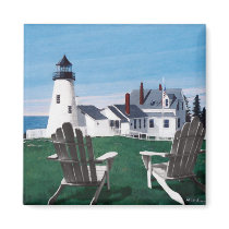 Pemaquid Lighthouse and Two Chairs Magnet