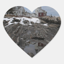 Pemaquid Point in Winter Heart Stickers
