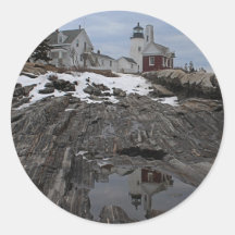 Pemaquid Point in Winter Round Stickers