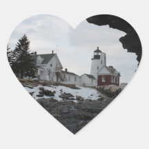 Pemaquid Point Lighthouse Heart Stickers