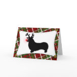 Pembroke Welsh Corgi Reindeer Christmas Card
