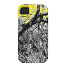 Pen and Ink Branch with Yellow Sky Vibe iPhone 4 Case