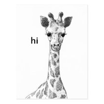 Pen and Ink Giraffe Postcard postcards