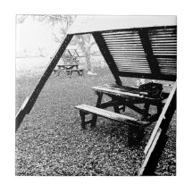 Pen and Ink Picnic Table Ceramic Tiles