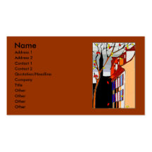 Pen on back Autumn scene on front Business Card Template