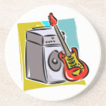 Penchement rouge de guitare sur le graphique d'amp dessous de verres