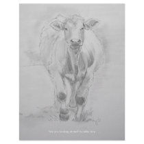 Pencil Drawing of a Cow walking towards you Customized Letterhead