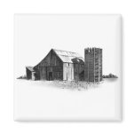 PENCIL DRAWING: OLD BARN, SILO: REALISM magnets