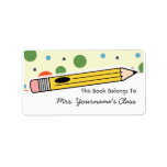 Pencil & Polka Dots School Book Label