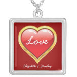 Pendentif rouge et d'or d'argent de Saint-Valentin