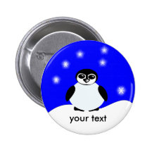 Penguin and Snowflakes Pinback Button