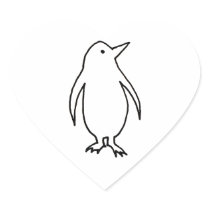 Penguin art original line drawing fresh and simple heart sticker