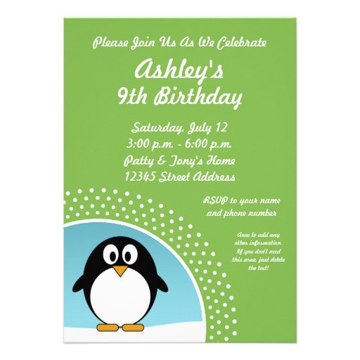 Penguin Birthday Party Invitation