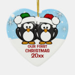 Penguin Couple First Christmas Ornament